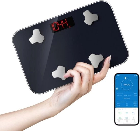 Pianificatore di Salute con Balanzetta Bluetooth - Balanzetta per Peso e Tasso di Grassa Corporea - App Integrata per Monitoraggio della Salute