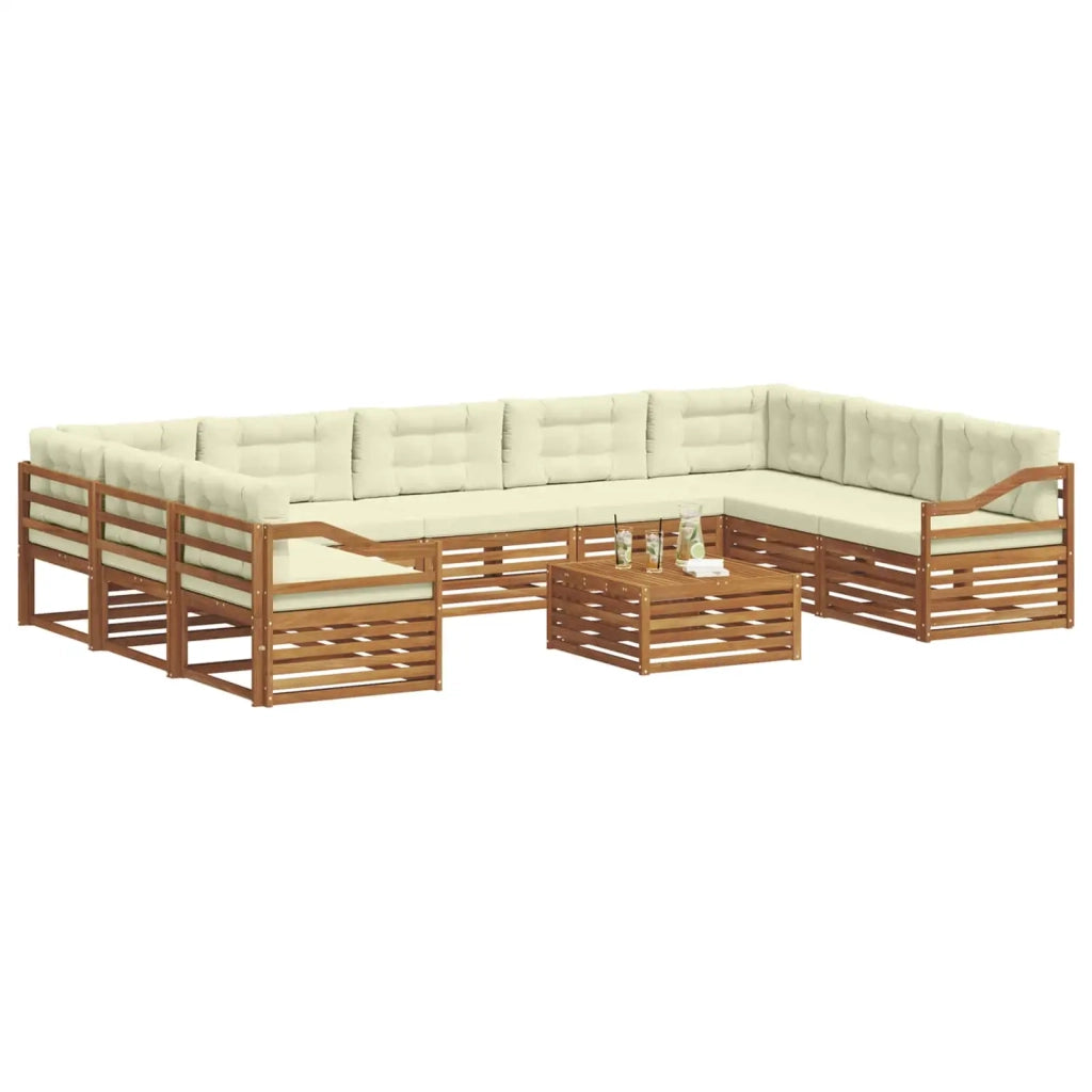 Set di divani da esterno con cuscino 10 pcs Naturale e Crema 3374185
