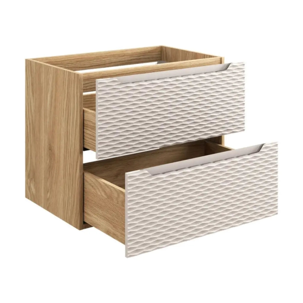 Mobile sottolavabo YOKA – Beige e rovere chiaro 70 cm