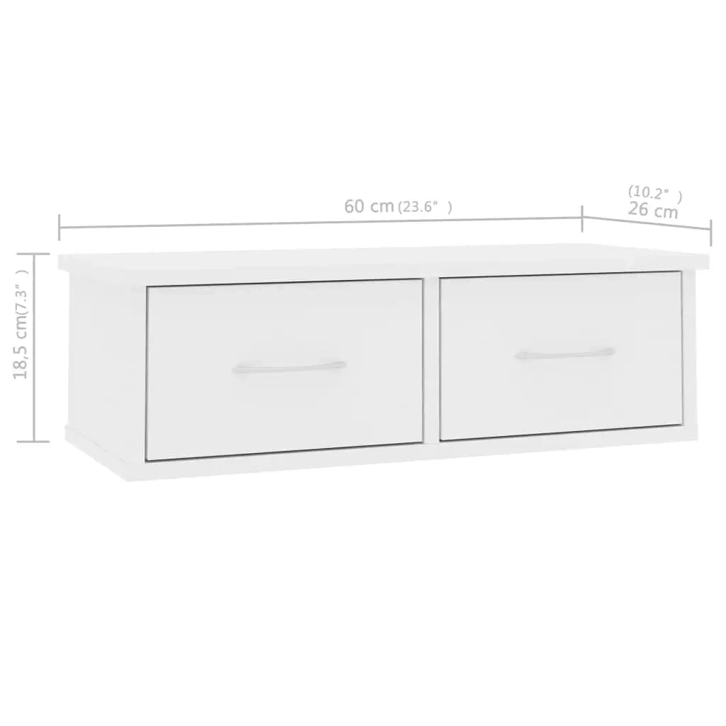 Scaffale con Cassetti a Parete Bianco 60x26x18,5 cm Multistrato 800585