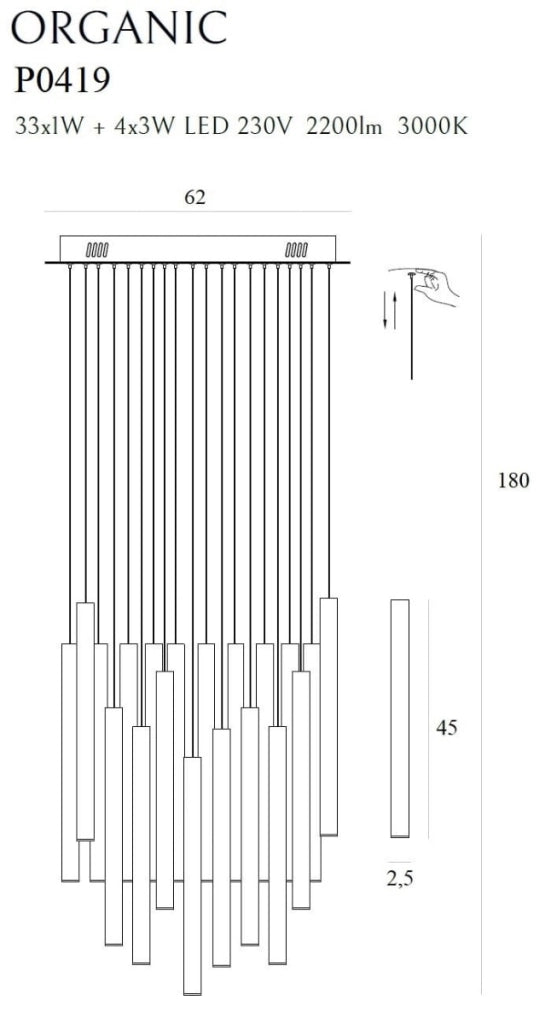 Lampadario Maxlight Organic LED dimmerabile nero Ø62 45W