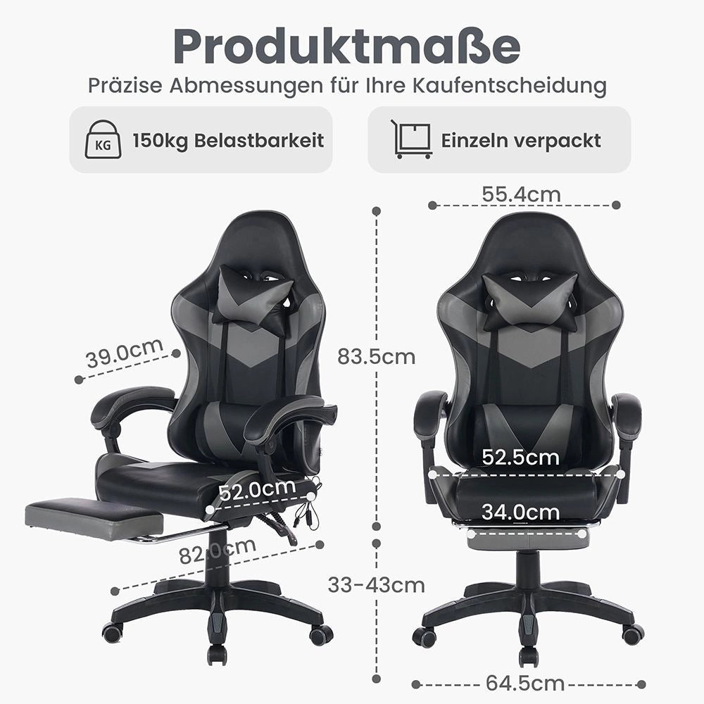 Sedia da gaming ergonomica girevole 360¡ã - Xylo - Regolabile con poggiapiedi, poggiatesta e supporto lombare