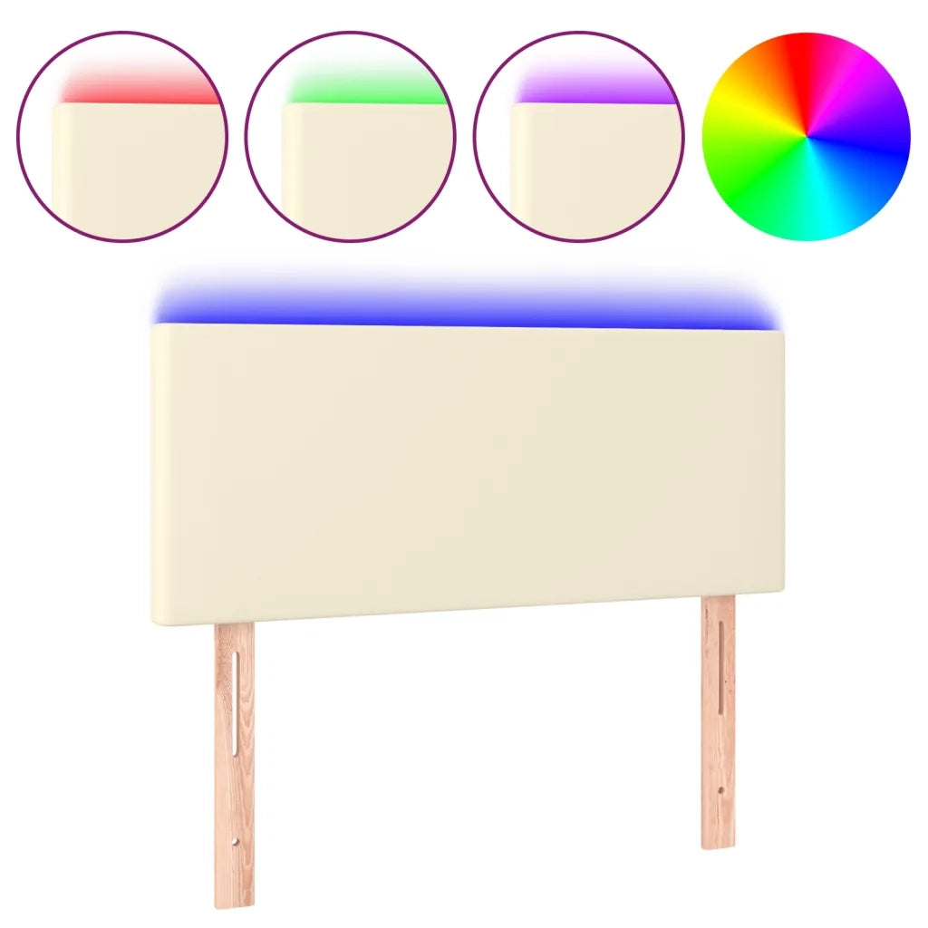 Testiera | Testata Crema a LED 80x5x78/88 cm in Similpelle