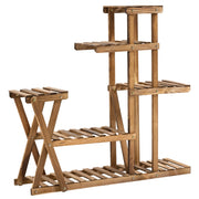 Scaffale per Piante con 5 Livelli in Legno ¨C Zephmum ¨C 98x28x95 cm Carbonizzato