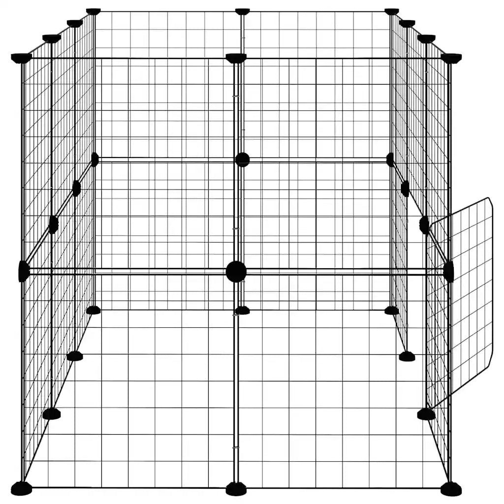 Gabbia per Animali 20 Pannelli con Porta Nera 35x35 cm Acciaio 3114037