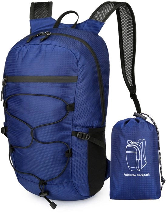 Zak da viaggio ultraleggero pieghevole, borsa da campeggio impermeabile con tasca di stoccaggio, borsa multifunzionale per attività all'aperto, sport, viaggi, escursioni, campeggio, ciclismo, blu