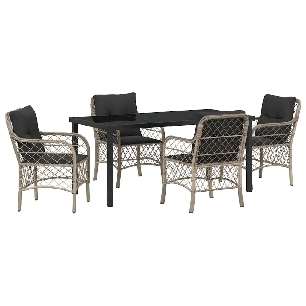Set da Pranzo per Giardino 5 pcs Grigio chiaro polyrattan 3380242