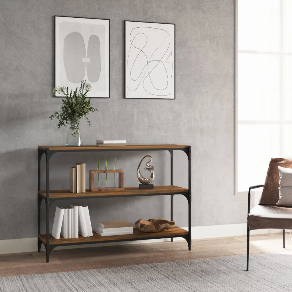 Libreria rovere fumo 100x33x70,5 cm Legno Multistrato e Acciaio 819354