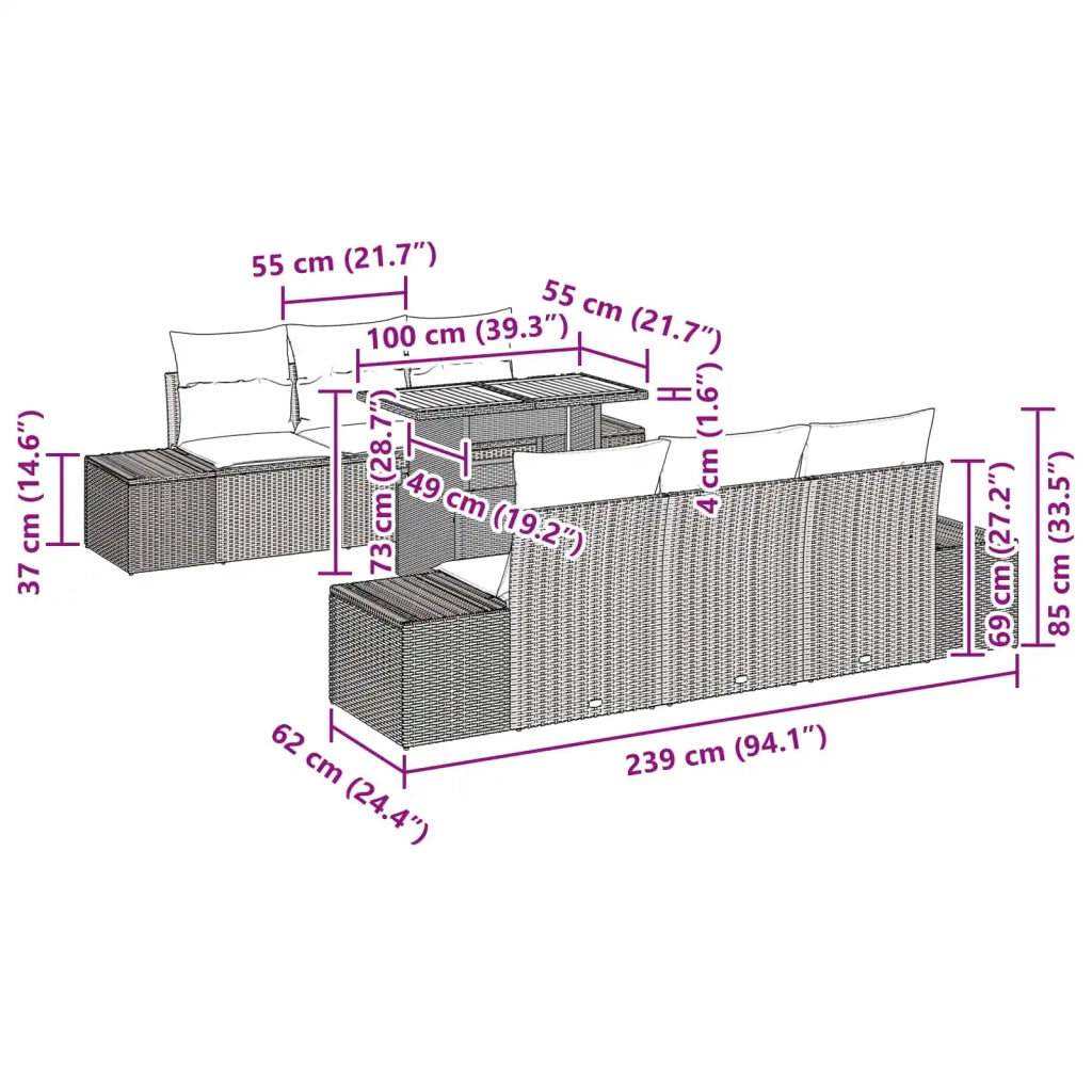Set da Pranzo per Giardino 8 pz 7-Numero di posti 3349927