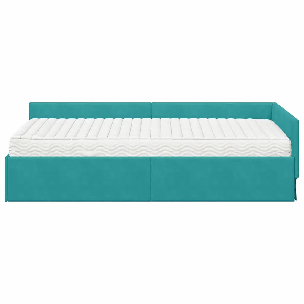 Struttura Letto Angolare con Materasso 2 pcs Turchese Velluto