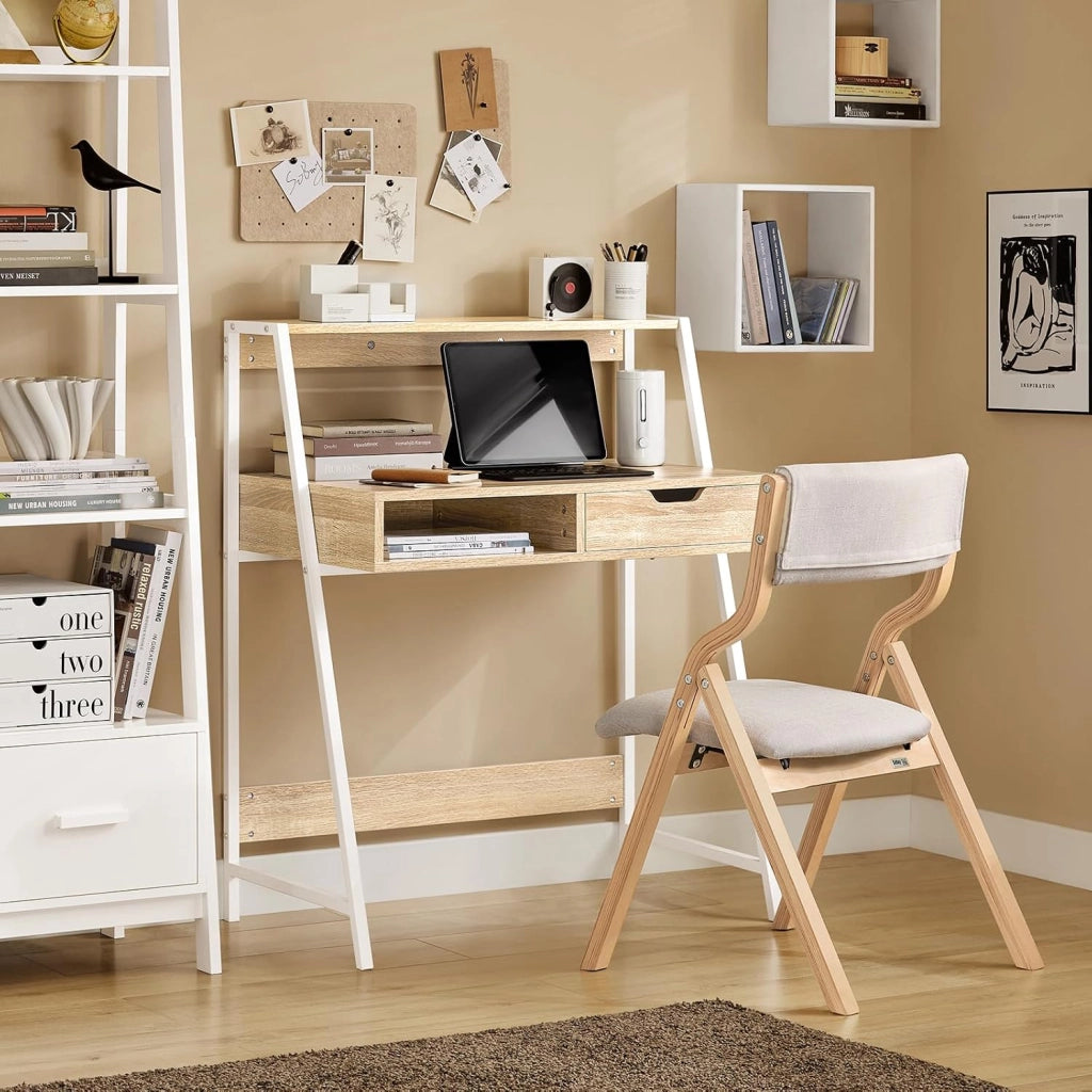 Scrivania piccola con libreria, cassetto e cubo Misura del piano del tavolo L76*P50*A75 cm FWT63-N