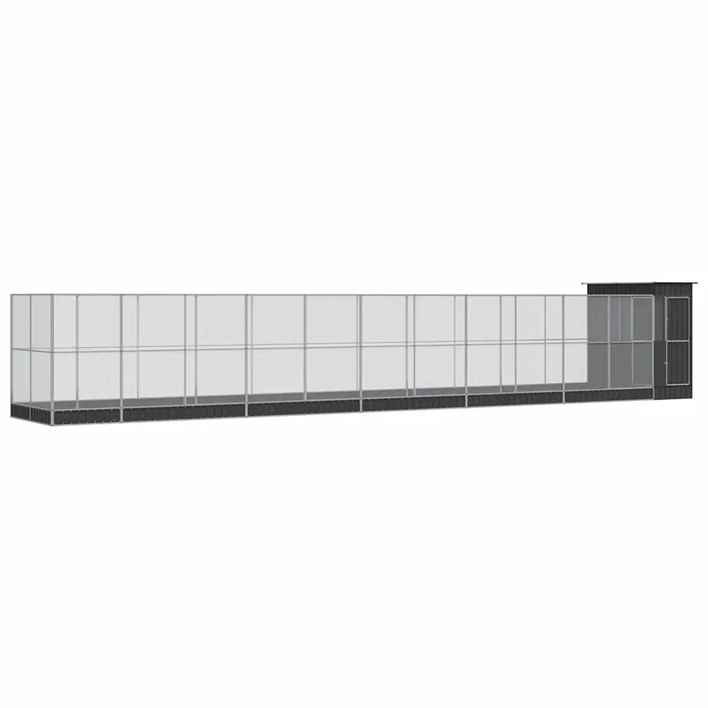 Voliera con Estensione Argento 1244x203x216 cm in Acciaio