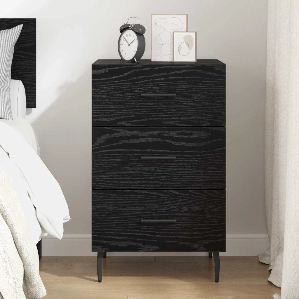 Comodino | Armadio da Notte | Mobiletto da notte Rovere Nero 40 x 40 x 66 cm Legno multistrato