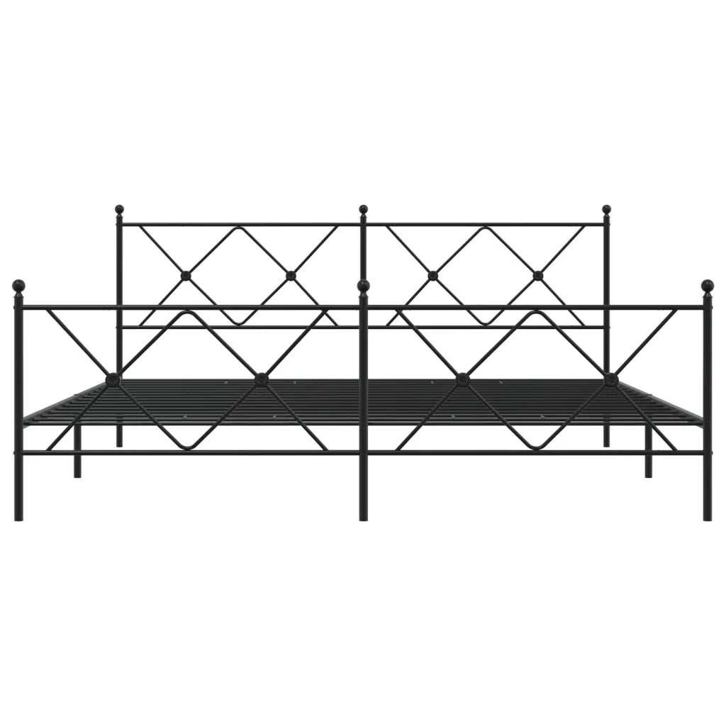 Giroletto con Testiera e Pediera Metallo Nero 183x213 cm