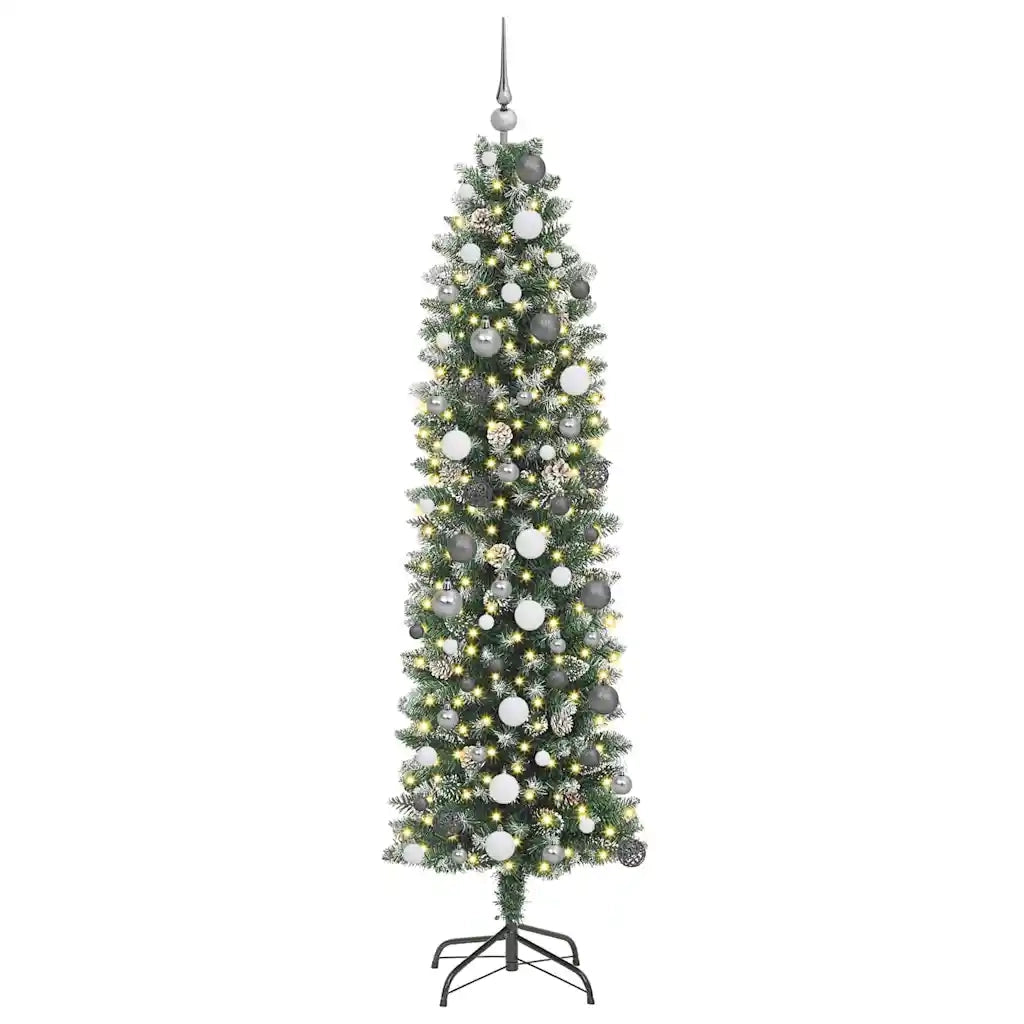 vidaXL Albero di Natale Artificiale Sottile Verde 210 cm
