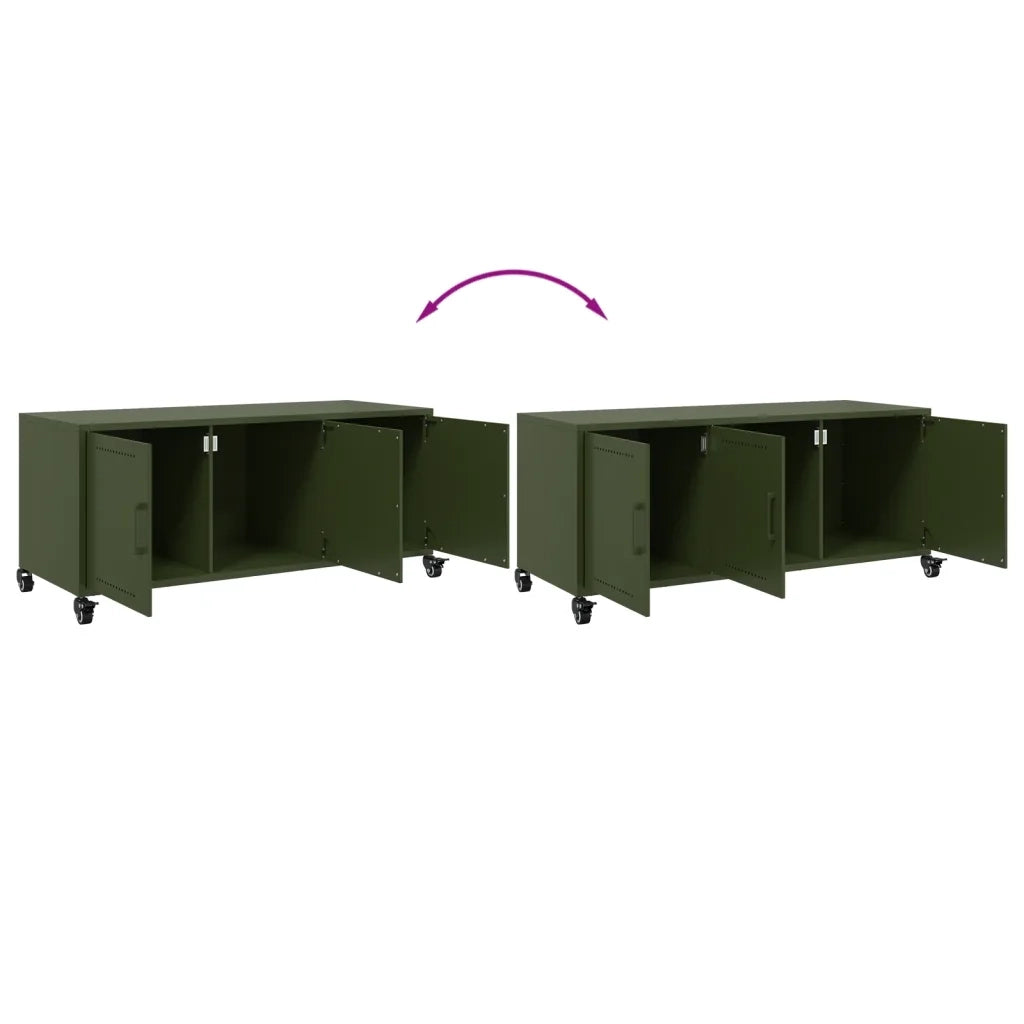 Mobile TV | Armadietto TV | Mobile Porta TV Verde Oliva 100,5x39x43,5cm Acciaio Laminato a Freddo
