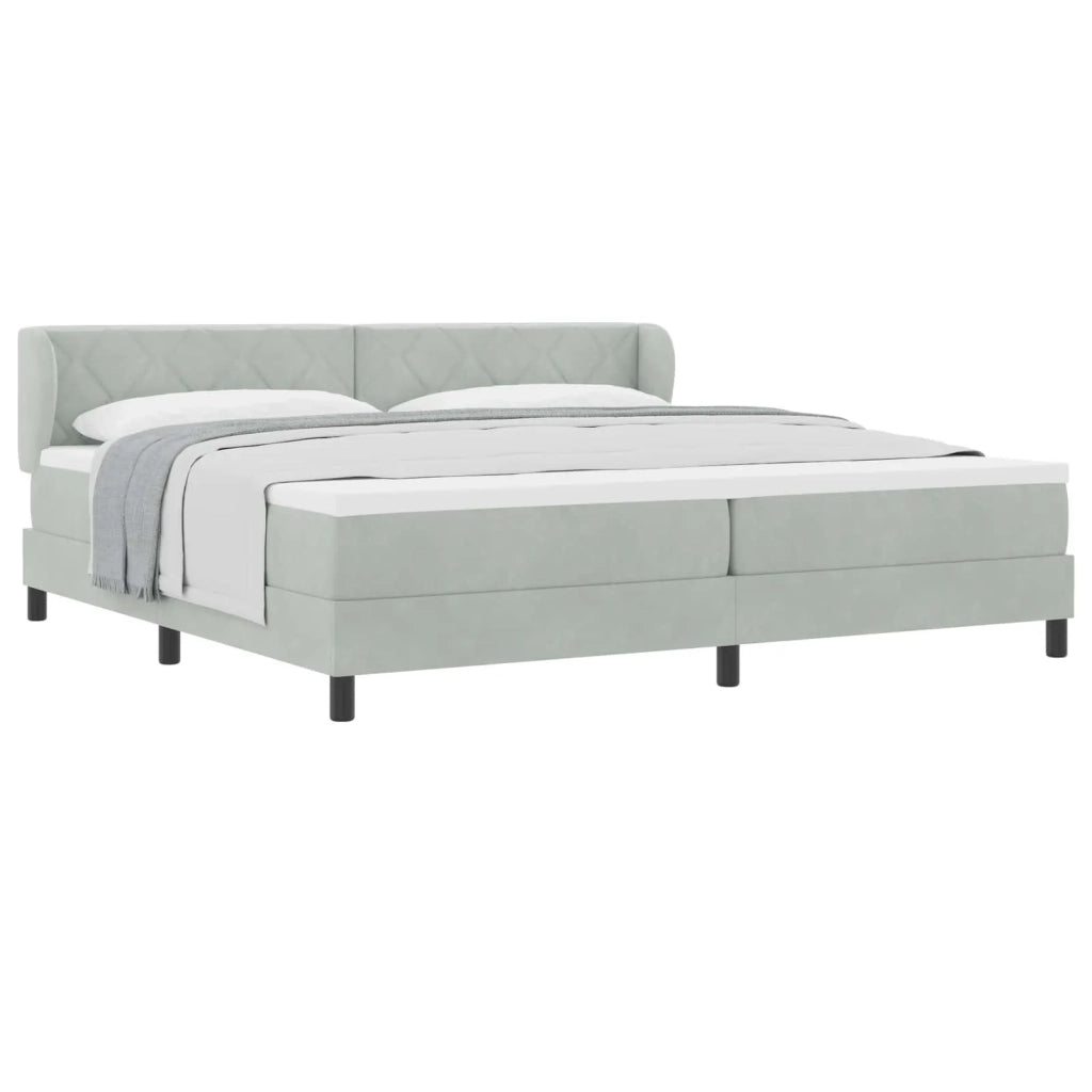 Letto a molle con materasso Grigio chiaro 200 x 200 cm Velluto 3340460