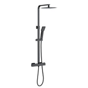 Colonna Doccia Nero AICA ITALY Colonna Doccia Termostatica con Soffione 20x20cm in Acciaio Inox