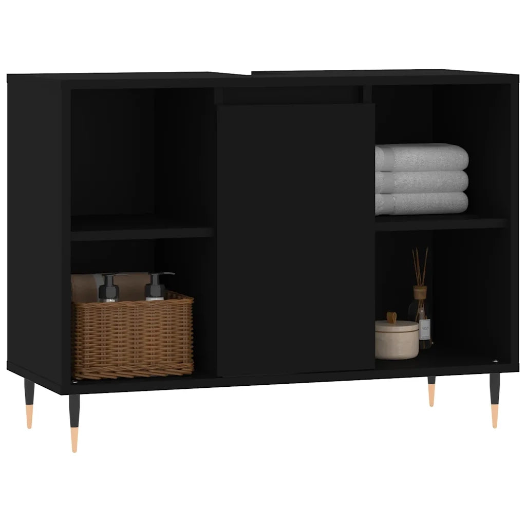 Mobile da Bagno Nero 80x33x60 cm in Legno Multistratocod mxl 82098