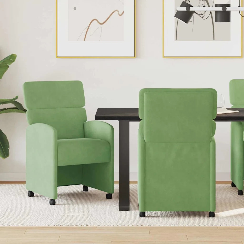 Sedie da Pranzo con Ruote 2 pcs Verde chiaro 58 x 65 x 98 cm 42017878