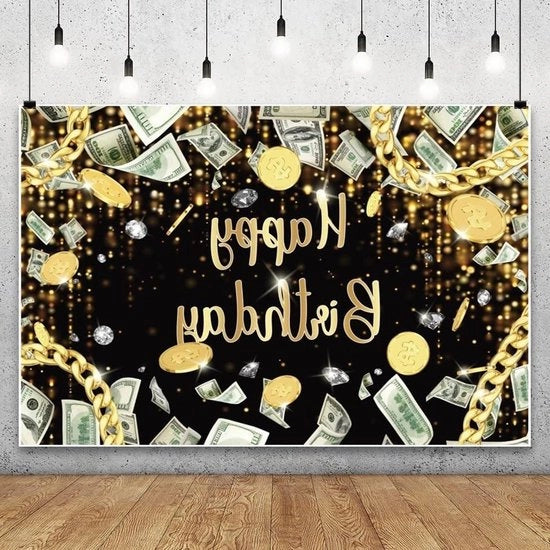 Tavolo da Fotografia a Diamante da 7x5ft - Fondo per Festa di Compleanno - Tema Casinò Decorazione per Festa di Compleanno