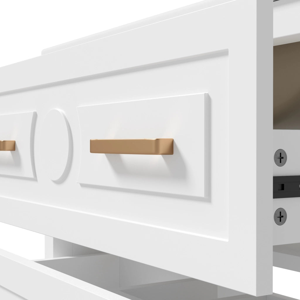 Mobile sottolavabo con 3 cassetti e lavabo in ceramica, finitura laccata, per bagno, bianco, 76,5 × 47 × 82 cm