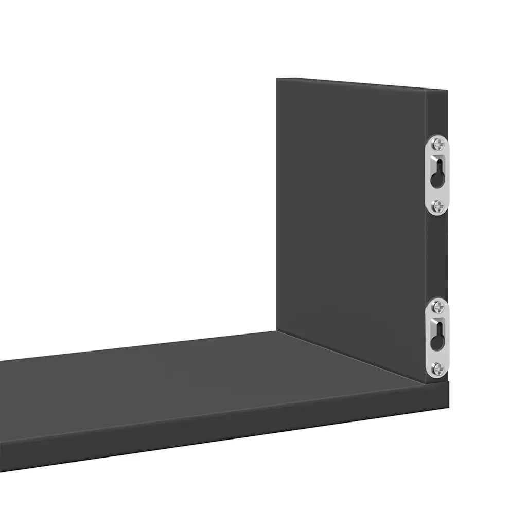 2 pz Mensole da Parete | Scaffali a Parete | Ripiano a parete Nere 58x18x18 cm in Truciolato