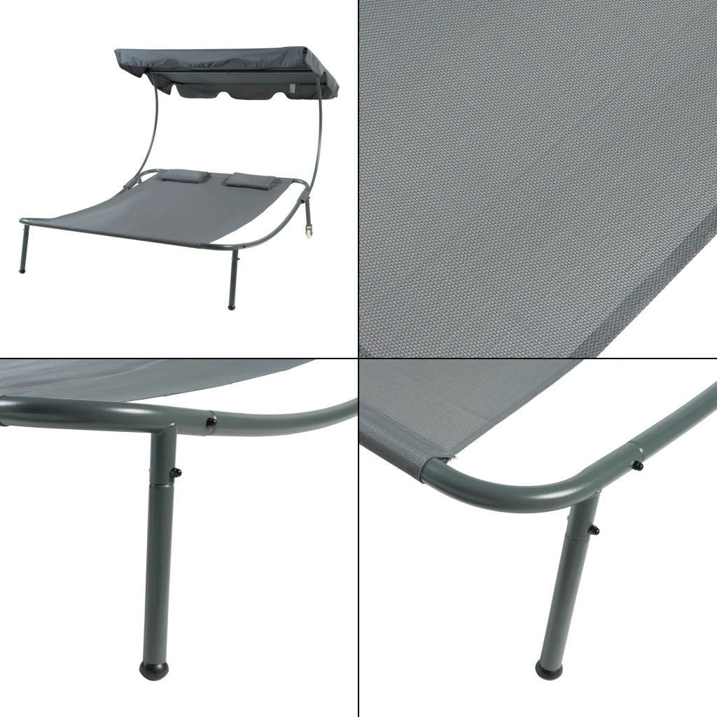 Chaise longue doppia con baldacchino in acciaio laccato poliestere grigio 03_0009209