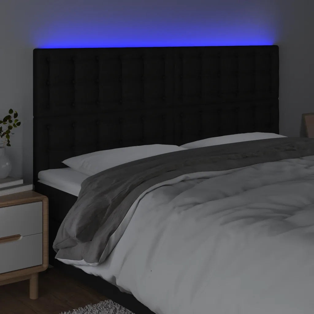 Testiera a LED-Testata con LED nero 200x5x118/128cm in Tessuto 453855