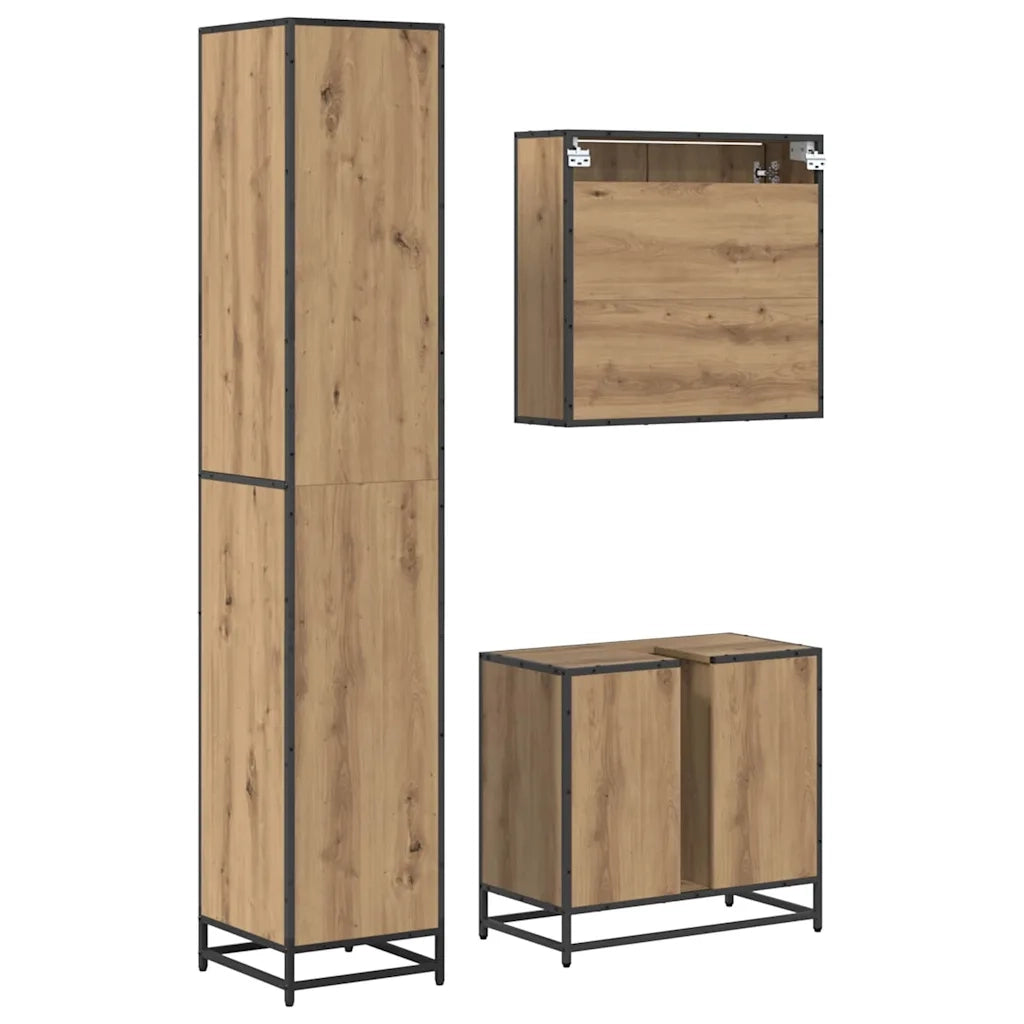 Set di mobili per il bagno con porta 3 pcs Rovere artigianale