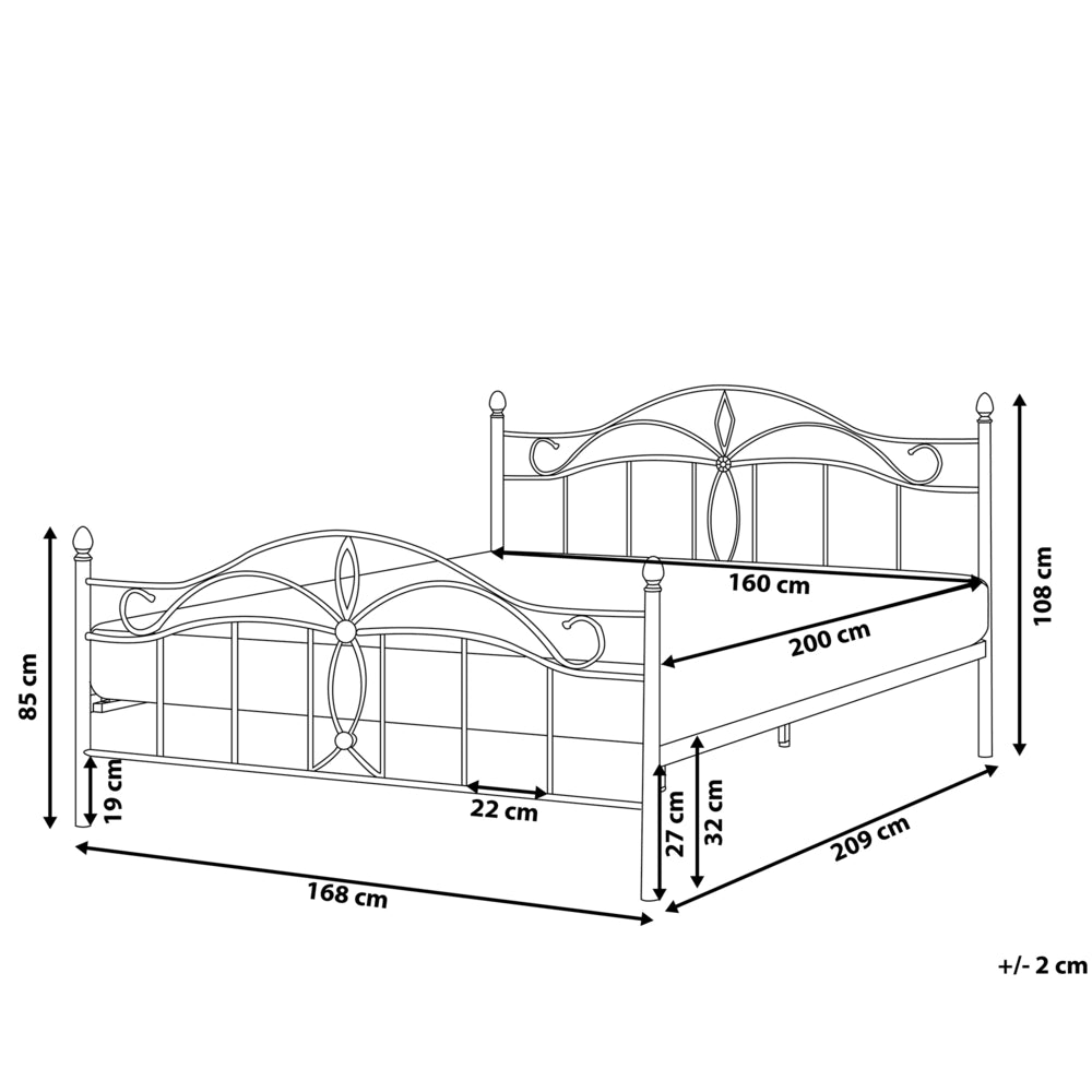 Letto Nero King Size Metallo Vintage letto grande camera da letto