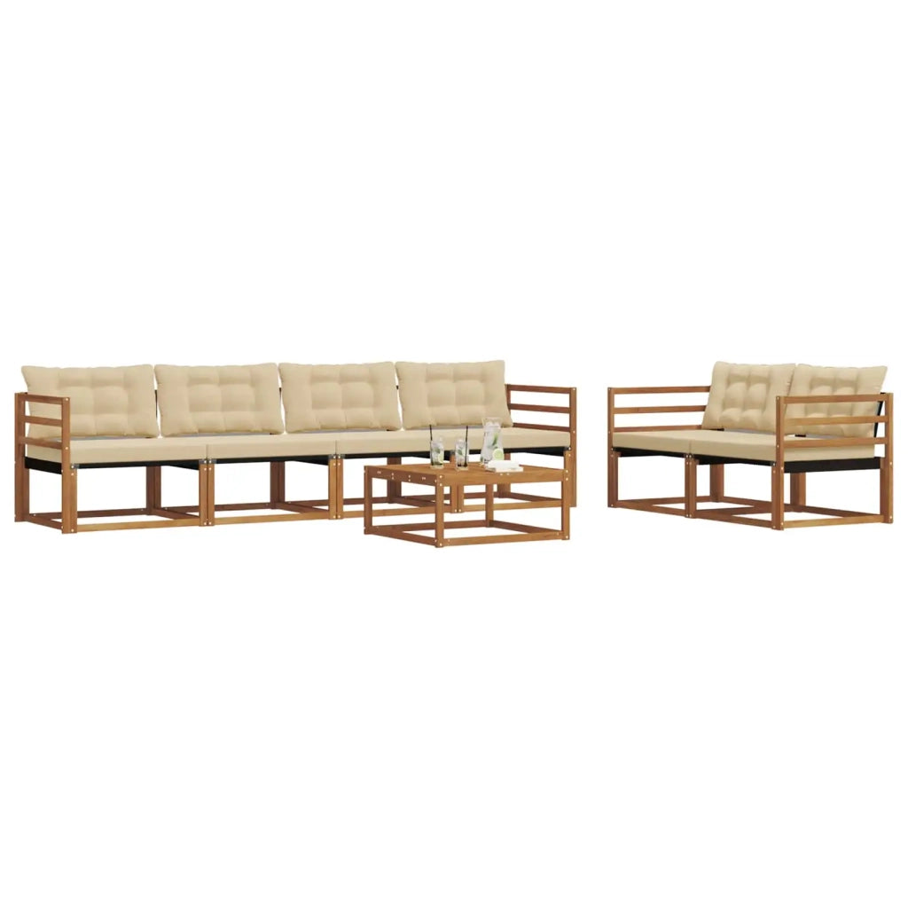 Set di divani da esterno con cuscino 7 pcs Naturale e Beige