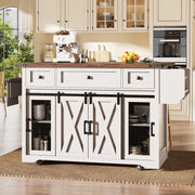 CARRELLO DA CUCINA 120,2x45,3x91,5 cm MDF Bianco con prese e USB