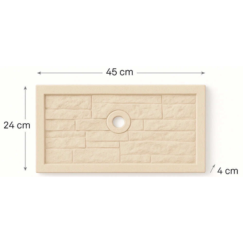 Frontalino pilozza serie muraglietto foro bianco effetto pietra 45 x h.24 cm
