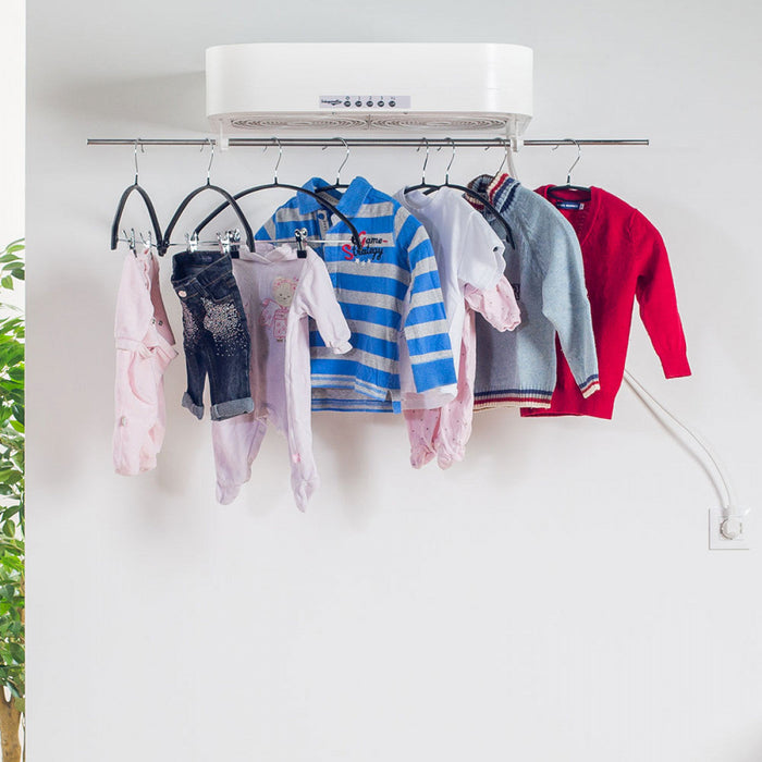 Kit Asciugabiancheria Asciugatrice per Biancheria 2 x 25W 5 Grucce e Telecomando Sciugarella Bianco