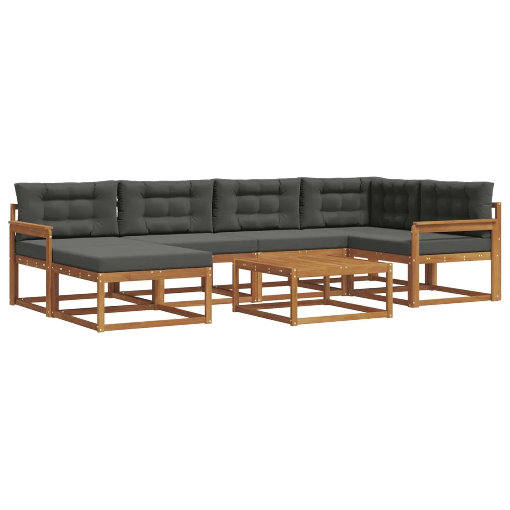 Set di divani da esterno con cuscino 7 pcs Naturale e Antracite 3367850