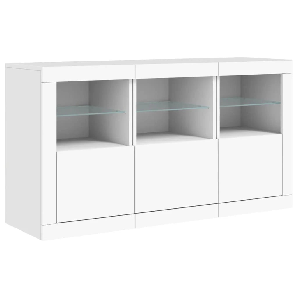 Buffet credenza cassettiera armadio mobile contenitore organizer per cucina soggiorno salotto con luci LED 123 x 37 x 67 cm bianco 02_0029826