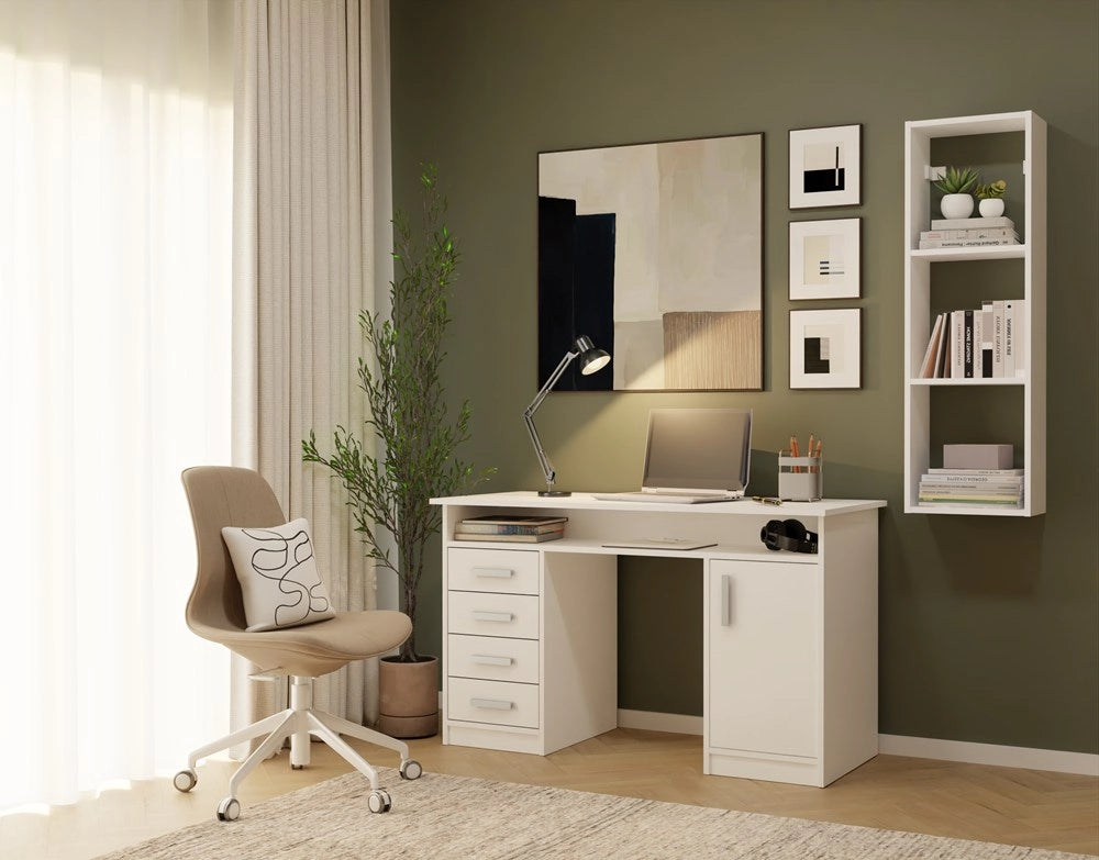 Scaffale sospeso COBI 1x3 moderna ripiano da parete 3 vani bianco opaco libreria moderna