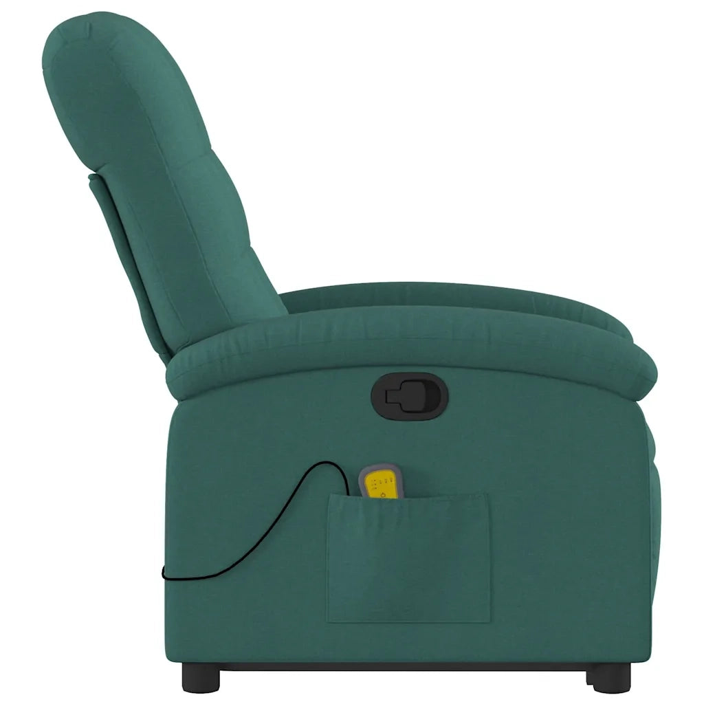 Poltrona Alzapersona Massaggiante Verde Scuro in Tessuto 3204110