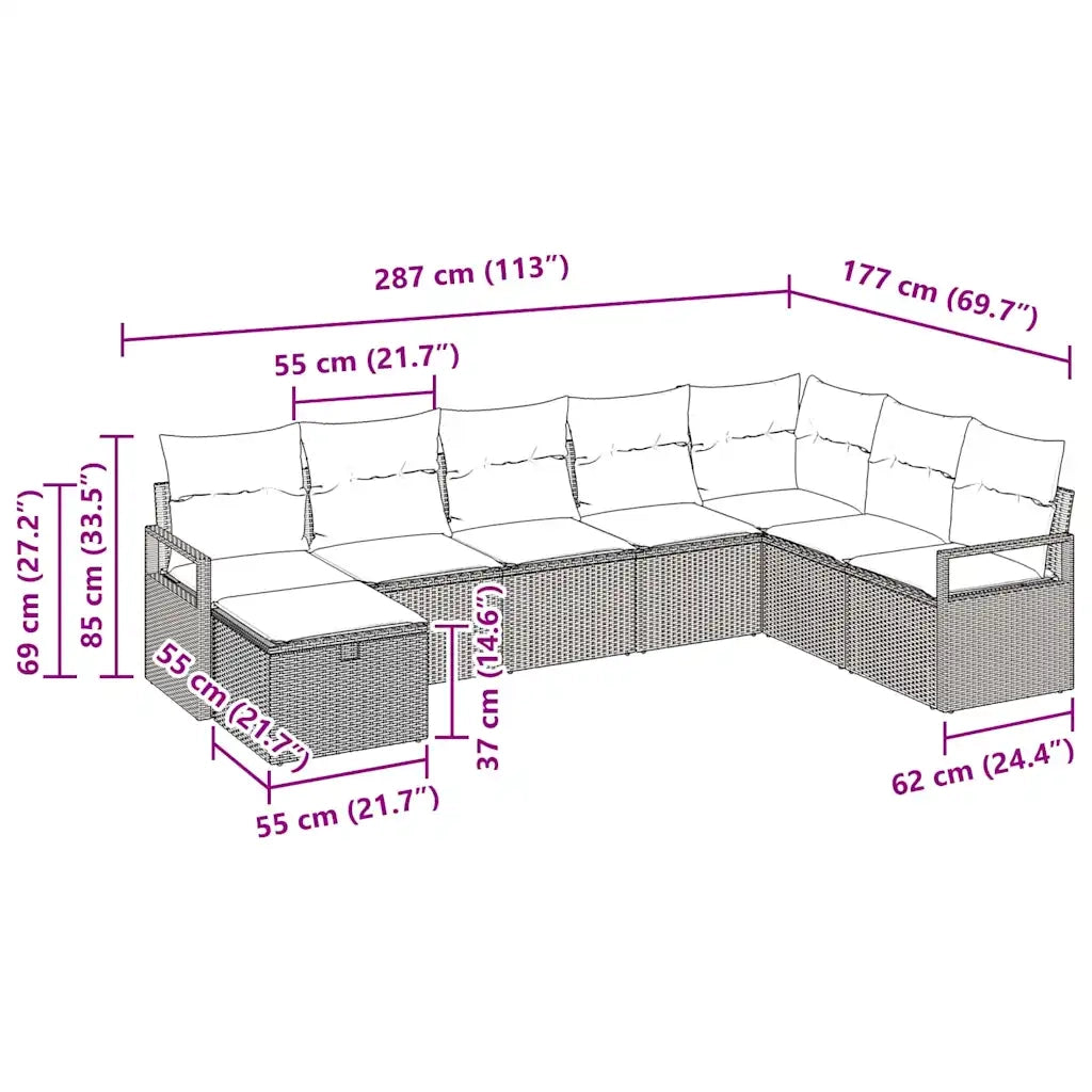 Set di divani con cuscino Grigio chiaro polyrattan 3359231