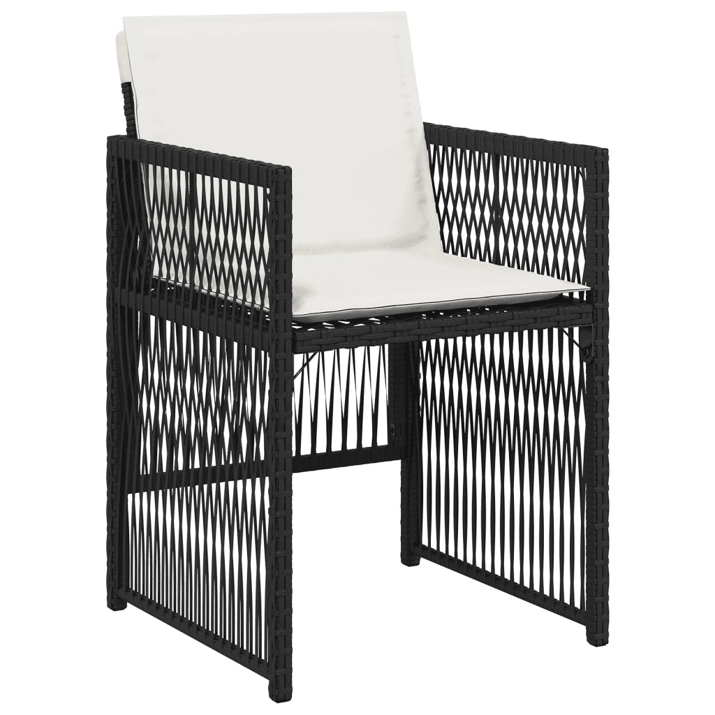 Set da Pranzo da Giardino 13pz con Cuscini Nero in Polyrattan 3210978