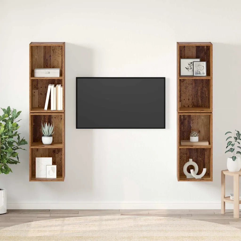 Set mobile TV 4 pz-Set di 4 Credenza per TV Legno vecchio 37 x 37 x 72 cm 204538