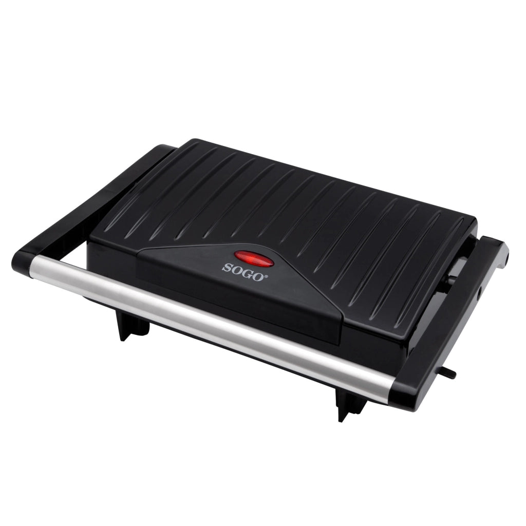 Piastra grill elettrica per panini e sandwich, 2 fette, rivestimento antiaderente 750W, cerniera galleggiante regolabile - SOGO