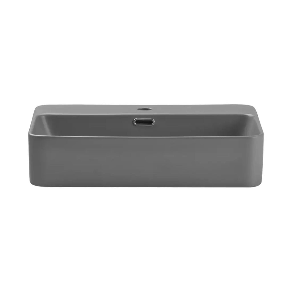 Lavabo rettangolare da appoggio 55x38 cm in ceramica grigio chiaro opaco