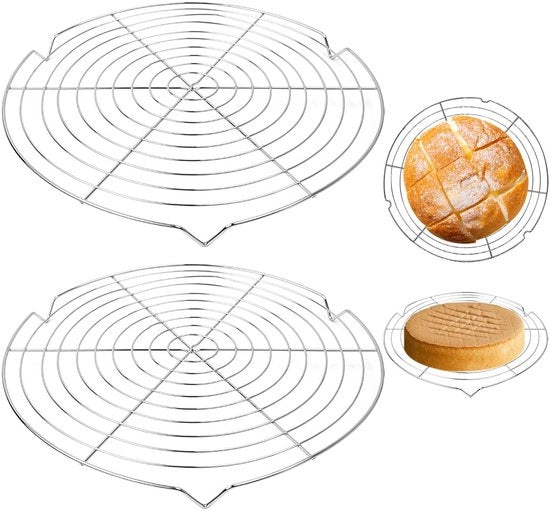 Set di raffreddamento a cuscino di 2 pezzi, 32,5 cm, raffreddamento a cuscino rotondo, raffreddamento a cuscino in acciaio inossidabile per torte e pane per raffreddamento dei forni, stoviglie per stoviglie, raffreddamento a cuscino per piatti fritti