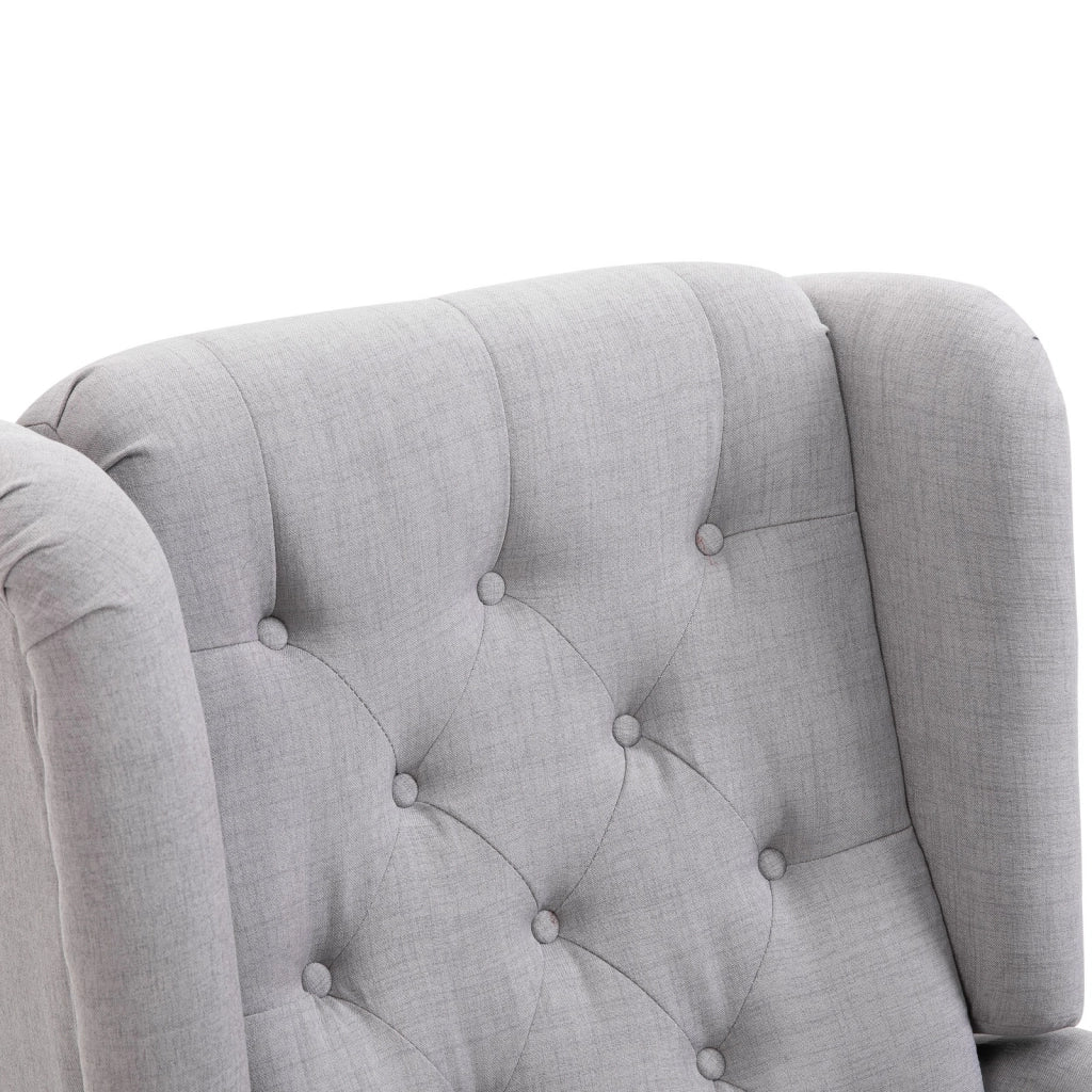 EasyComfort Poltrona Grigia in Stile Francese con Ampia Seduta, Gambe rivestite in Legno e Cuscini Sfoderabili