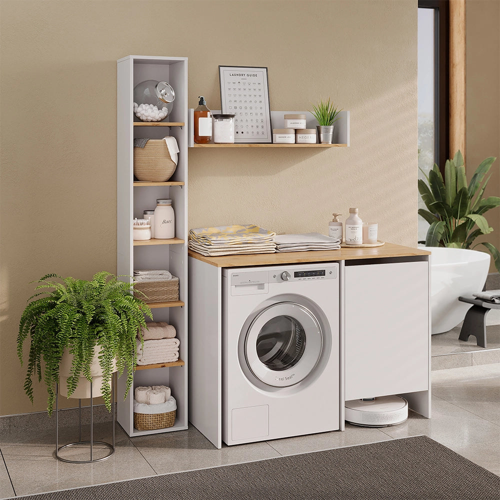 Vicco Mobile lavatrice Bianco/Rovere artigianale 119.6 x 88.2 cm con 1 porta