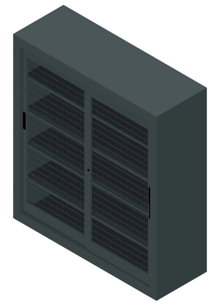 Armadio per archivio documenti da ufficio con piani interni regolabili in altezza e ante in rete cm. 180x60x200H
