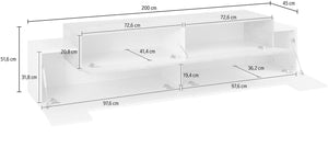 Mobile TV 3 Ante 200x45x51,5 cm Coro Bianco Lucido e Cemento