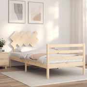 Giroletto con Testiera Single-Struttura Letto in Legno Massello 942312